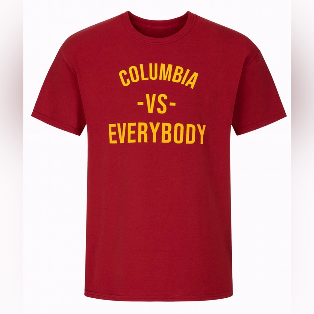 Vintage ‘Columbia Vs. Everybody’ T-Shirt XXL Burgundy/Yellow